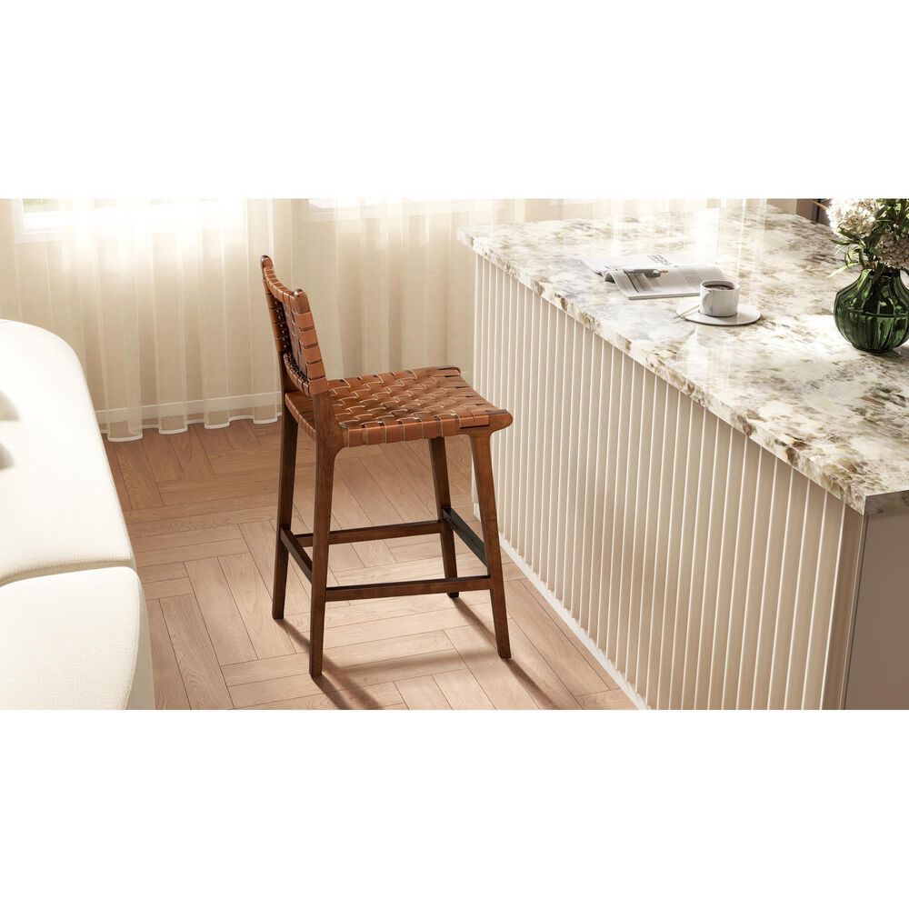 Jennifer Taylor Home Andre 26" Counter Stool with Pecan Brown Cushion in Natural Brown, , large