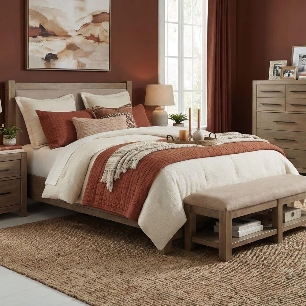 Urban Home Series 762 Brown Upholstered Full Panel Platform Bed in Brown, , large