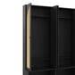 HOMLUX 6-Hook Hall Tree with 2-Rattan Doors in Black, , large