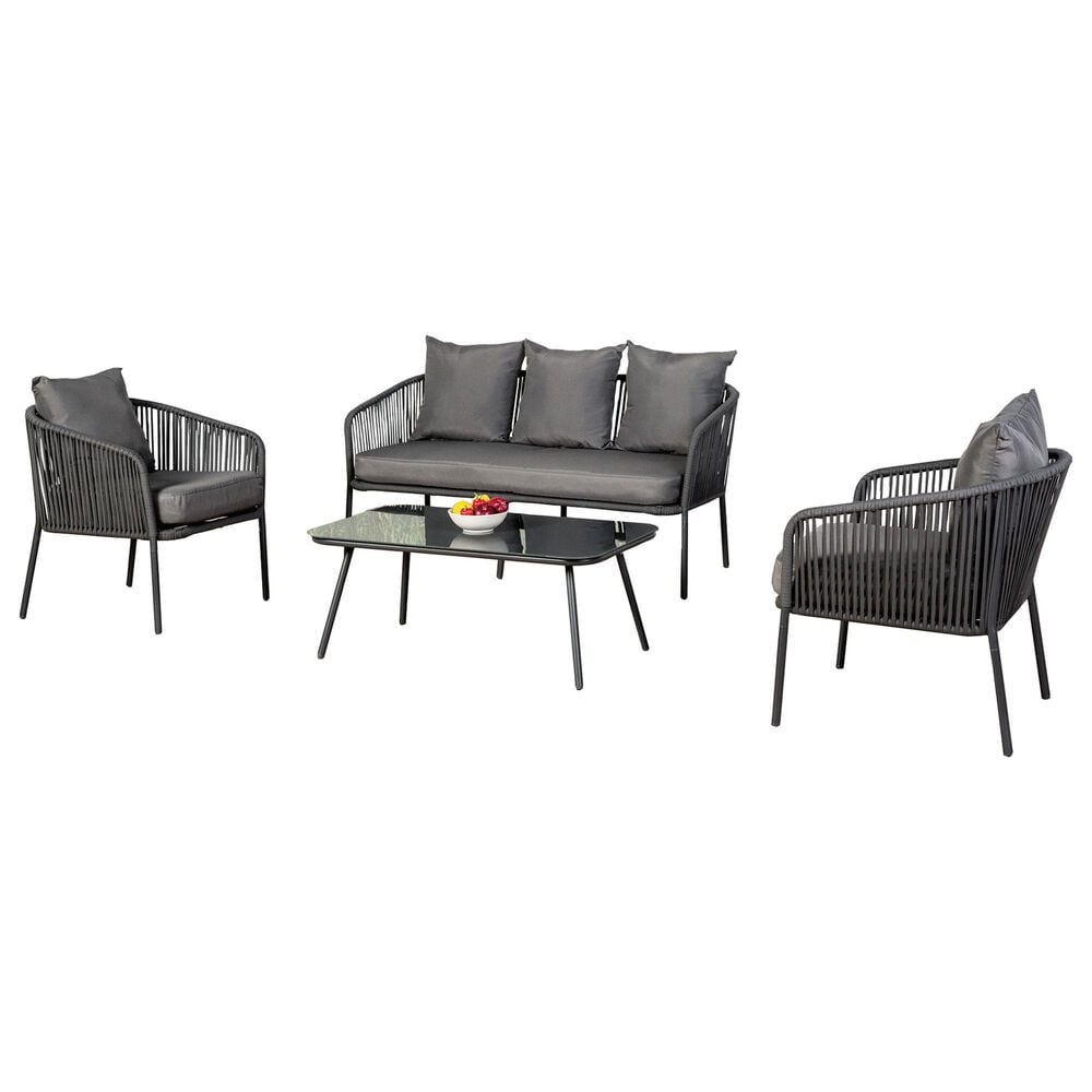 Furniture of America Myesha 4-Piece Patio Conversation Set in Light Gray, , large