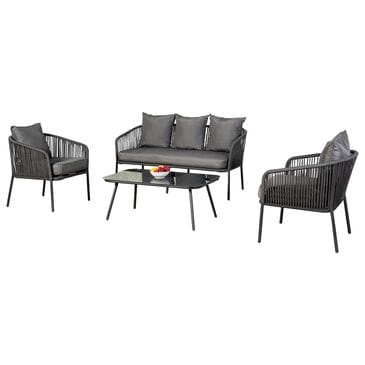 Furniture of America Myesha 4-Piece Patio Conversation Set in Light Gray, , large