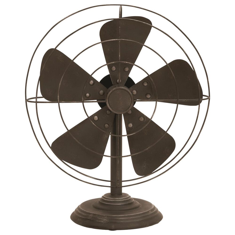 Maple and Jade Metal Fan Decorative Sculpture in Weathered Black, , large