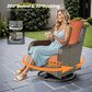 HOMLUX 3-Piece Patio Conversation Set with Curved-Arm Swivel Rocking Chairs and Brown Wicker in Orange, , large
