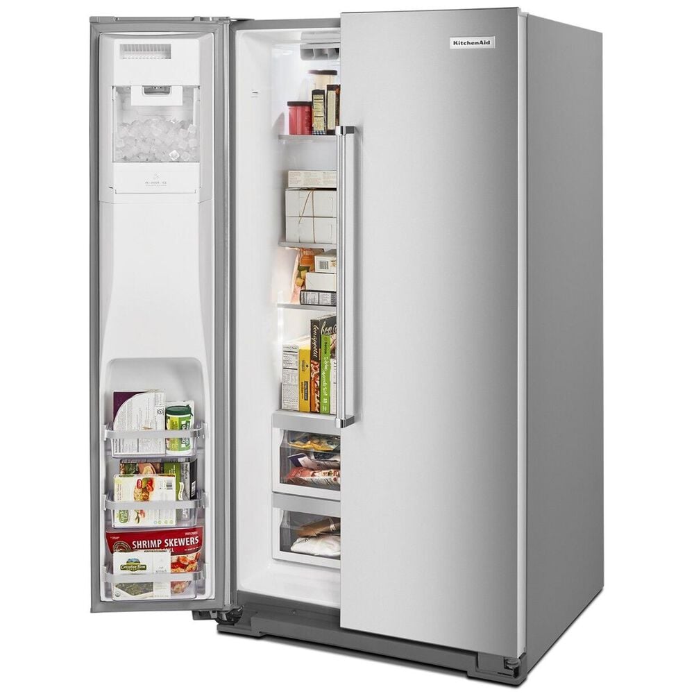 KitchenAid 24.8 Cu. Ft. Side-by-Side Refrigerator with Exterior Ice and Water in Stainless Steel with PrintShield Finish, , large