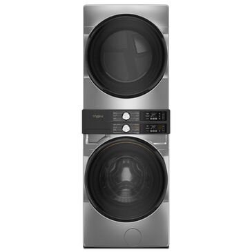 Whirlpool 4.5 Cu. Ft. Smart Front Load Washer and 7.4 Cu. Ft. Electric Dryer Stack Laundry in Radiant Silver, , large