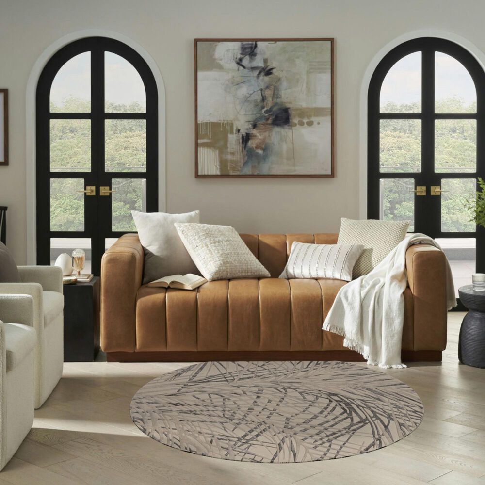 Nourison Rustic Textures Ivory and Grey 7&#39;10&quot; Round Area Rug, , large