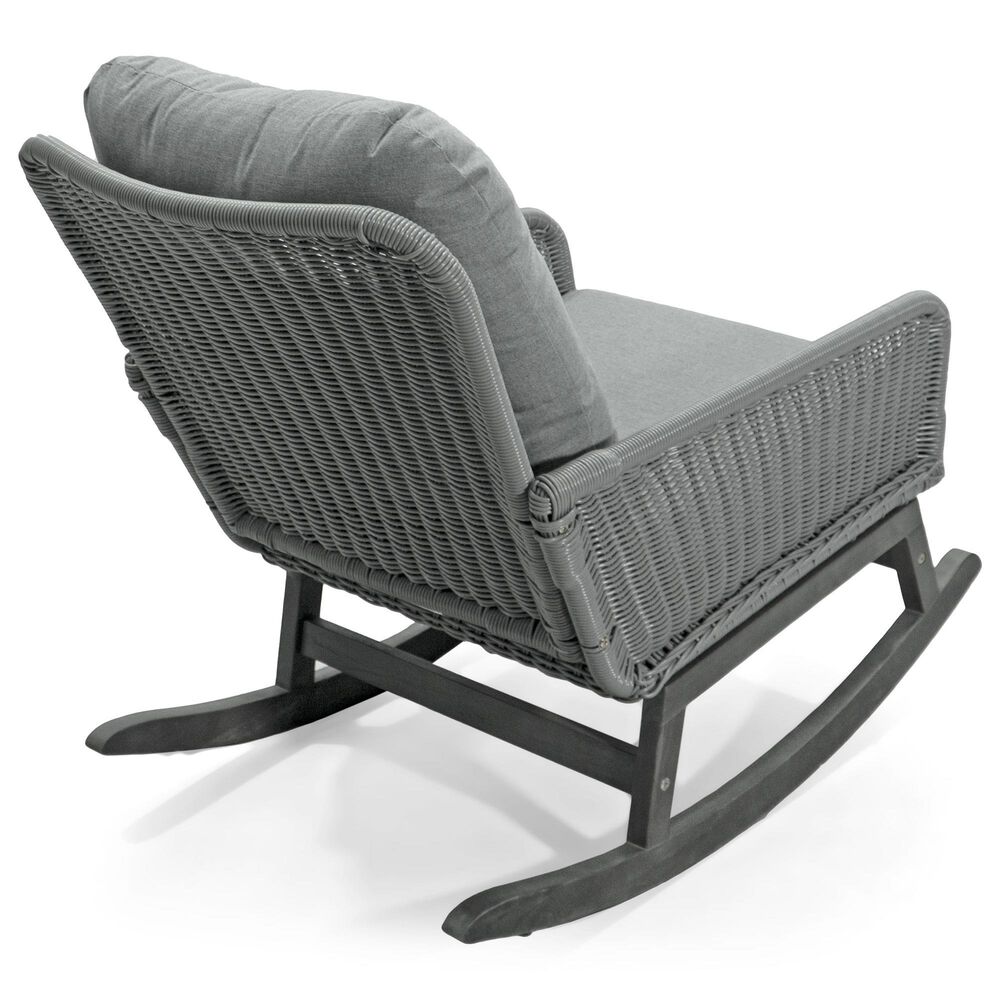 Hearth and Haven Minimalist Patio Rocking Chair with Cushions and Wood Frame in Gray, , large