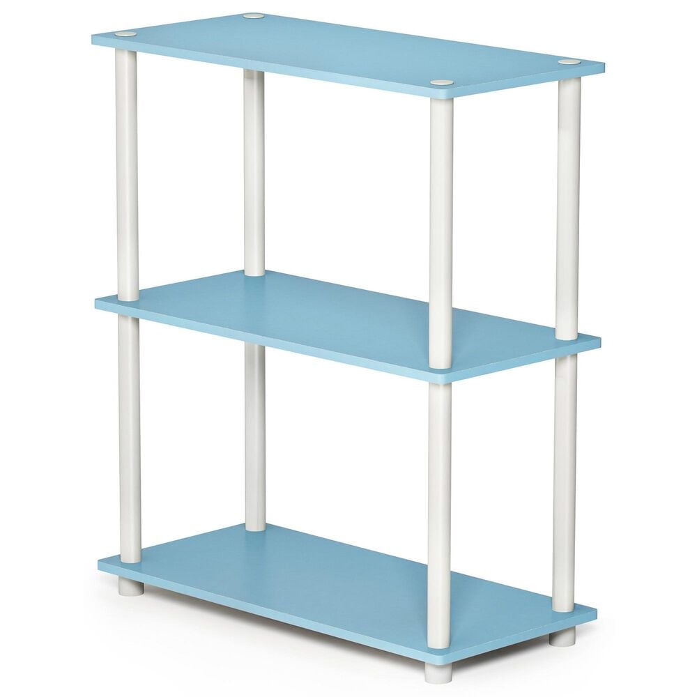HOMLUX 3-Tier Compact Open Storage Bookshelf in Light Blue and White, , large