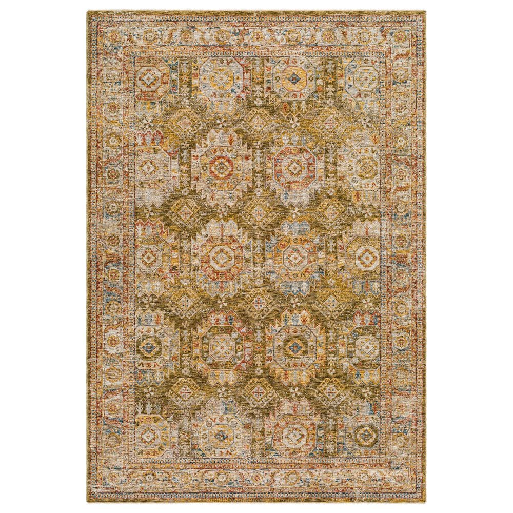 Surya Mona Lisa 6"7" x 9"6" Mustard, Tan, Olive, Brick Red, Sage, Dark Blue and Burgundy Area Rug, , large