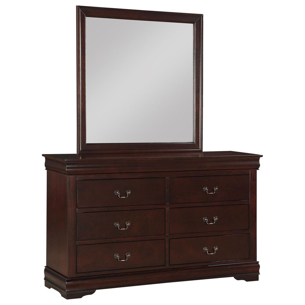 Crown Mark Louis Philip 6 Drawer Dresser in Cherry, , large