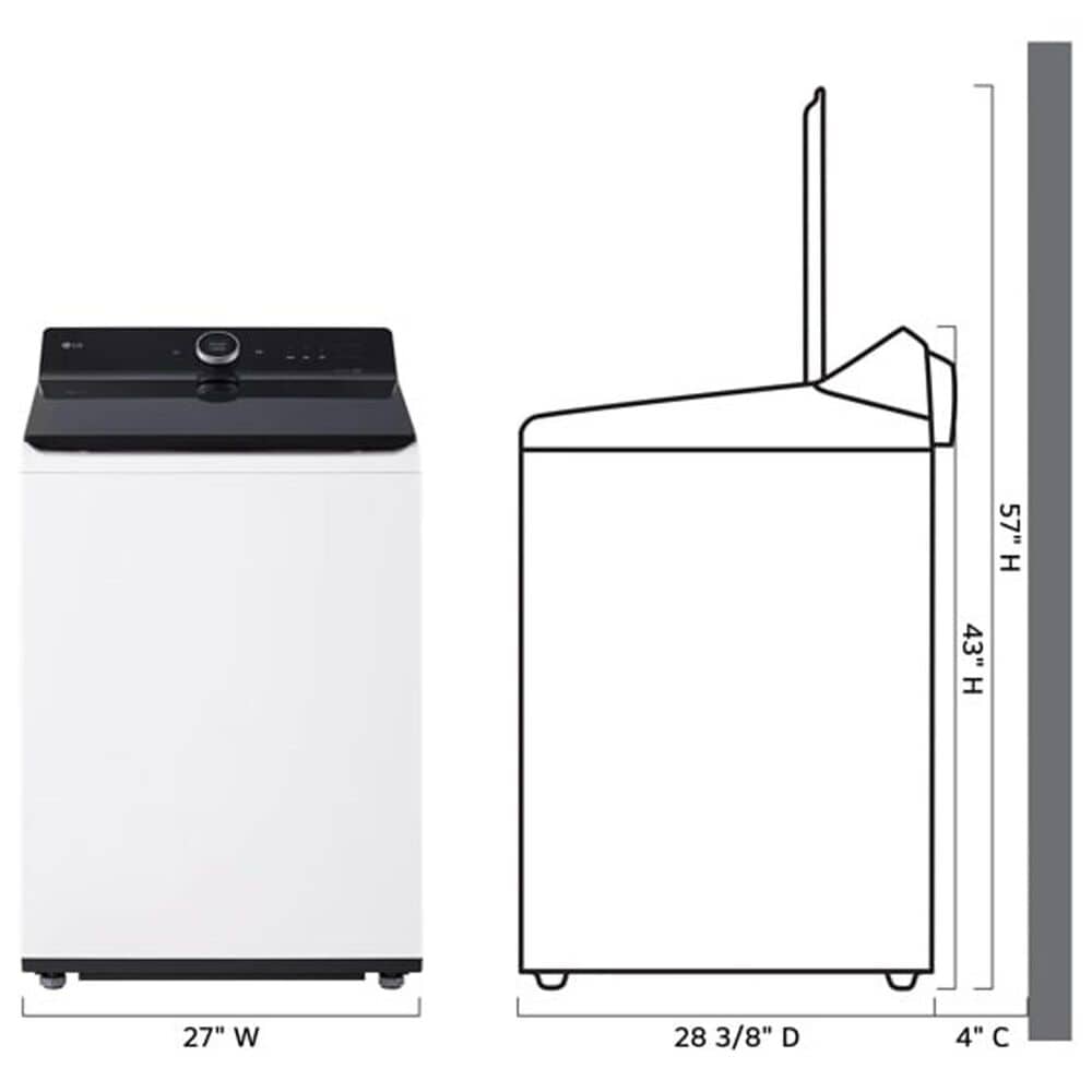LG 5.5 Cu. Ft. Smart Top Load Washer and 7.3 Cu. Ft. Electric Dryer Laundry Pair in White, , large