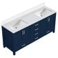 Lexora Home Jacques 80" Double Bathroom Vanity in Navy Blue with 2 cm White Quartz Top and Rectangular Sinks, , large