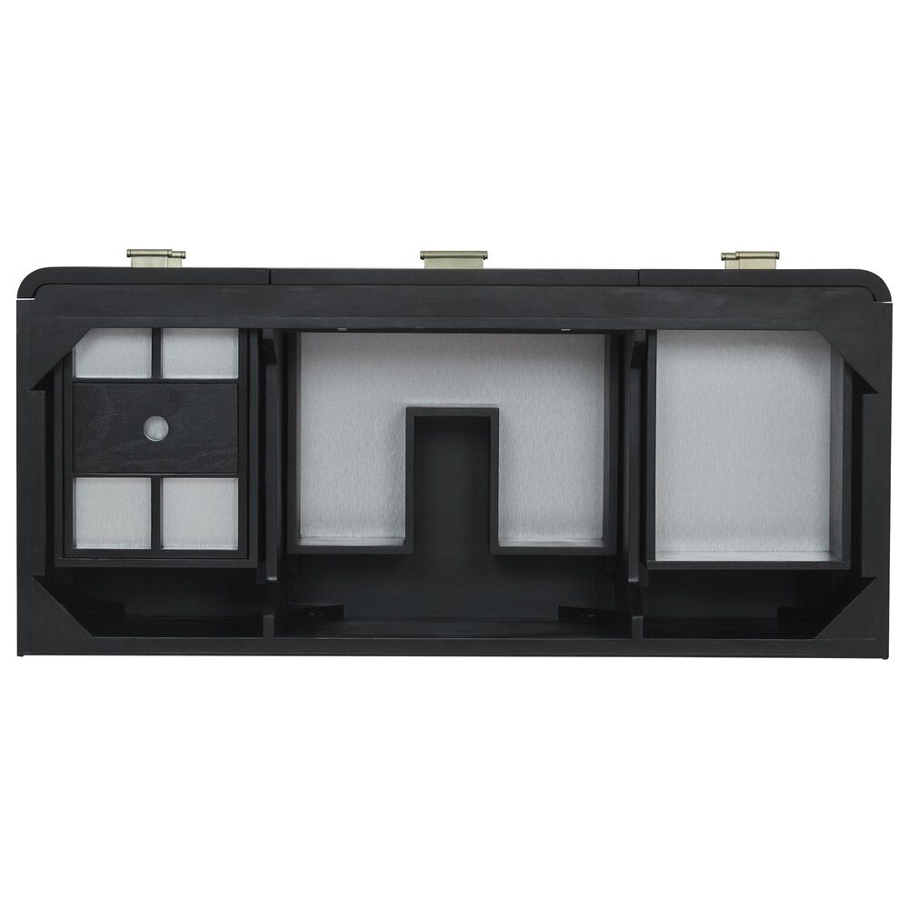 James Martin Vanities Lucian 48" Single Bathroom Vanity in Carbon Oak with 3 cm Victorian Silver Quartz Top, Rectangular Sink and FreePower Wireless Charger, , large