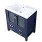 Lexora Home Volez 30" Single Bathroom Vanity in Navy Blue with 2 cm White Ceramic Top and Rectangular Sink, , large
