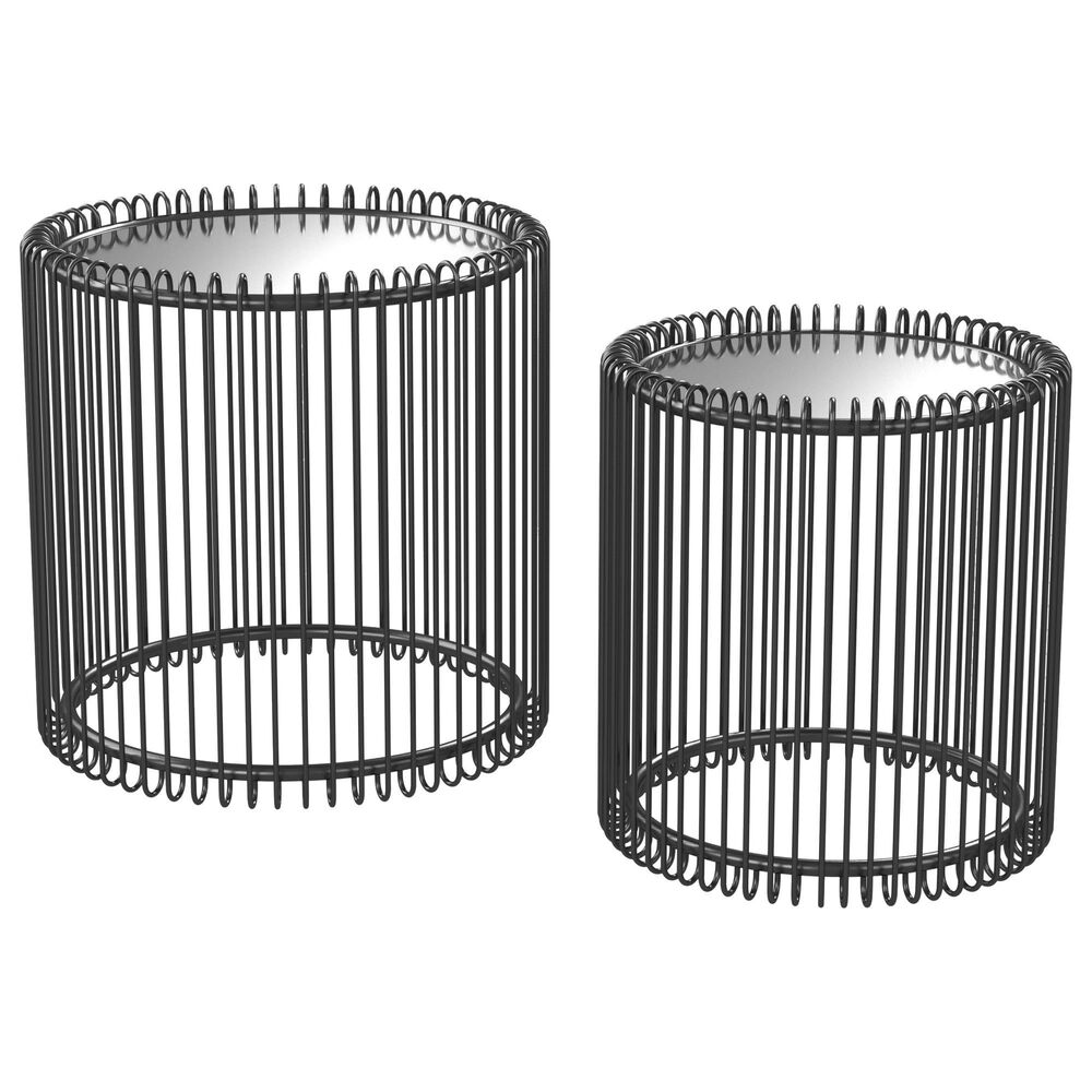 Furniture of America Holley Nesting Tables in Black (Set of 2), , large