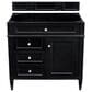 James Martin Vanities Brittany 36" Single Bathroom Vanity in Black Onyx with Single Hole 3 cm White Zeus Quartz Top and Rectangular Sink, , large
