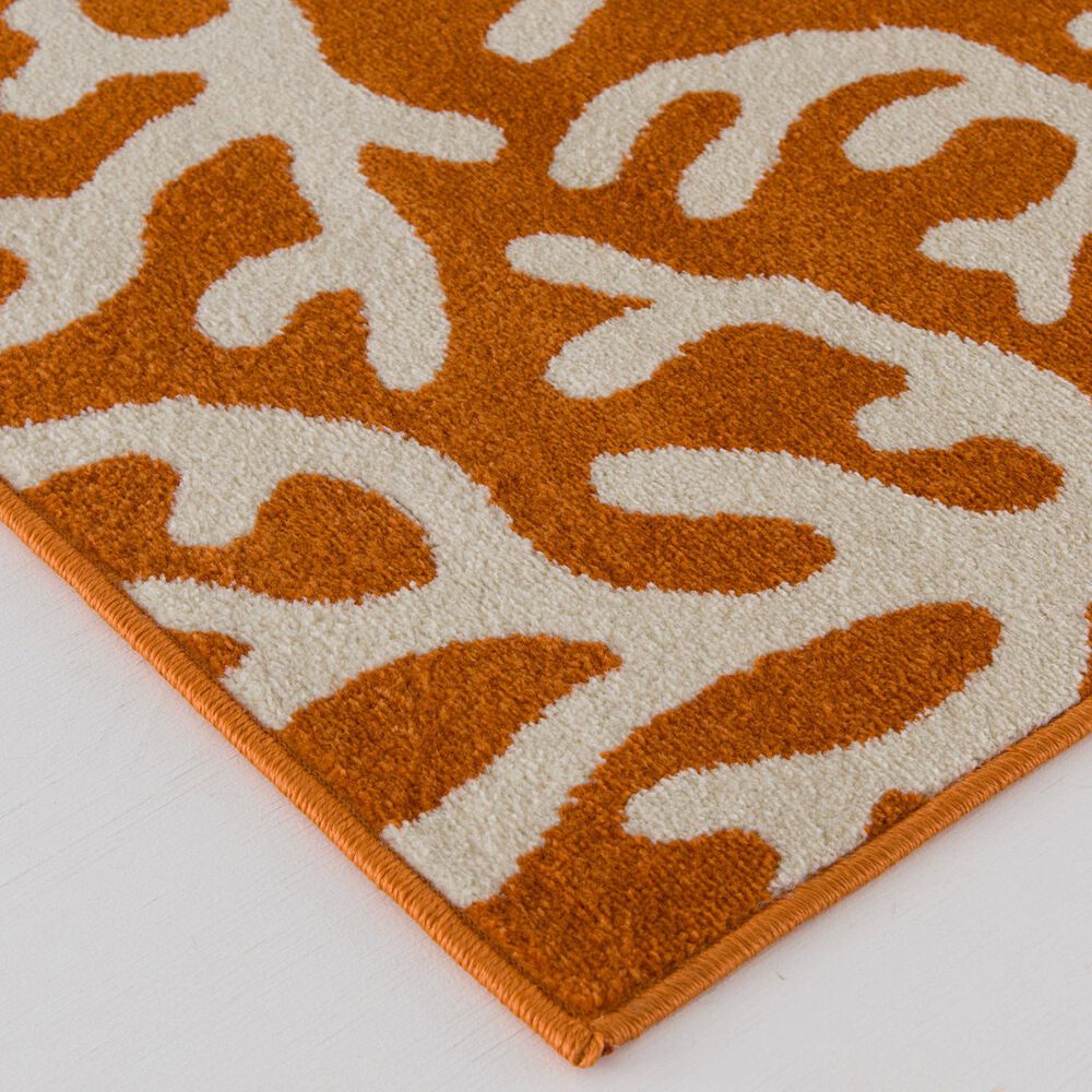 Central Oriental Terrace Tropic Allover Coral 5&#39; x 7&#39;3&quot; Tangerine Area Rug, , large