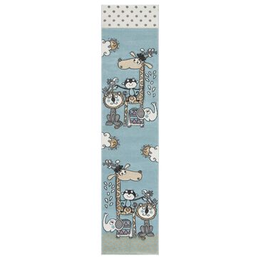 Safavieh Carousel Animals 2"3" x 10" Ivory and Blue Kids Runner, , large