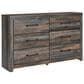 Ashley Drystan 4 Piece Twin Dual Storage Bed Set in Brown Rustic, , large