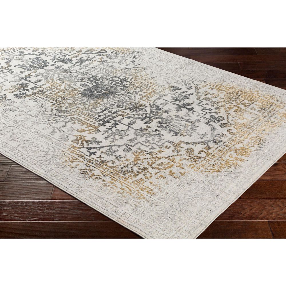 Surya Aisha Charcoal, Gray, Mustard and Light Gray 6&#39;7&quot; x 9&#39;6&quot; Area Rug, , large