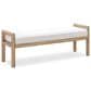 Urban Home Dorsey Wood and Upholstered Bench in Ricotta White and Granola, , large