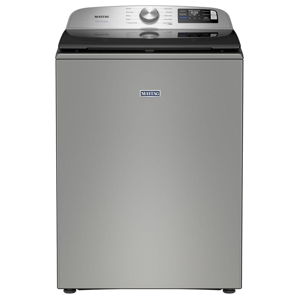 Maytag 5.3 Cu. Ft. Smart Top Load Washer and 7.4 Cu. Ft. Smart Gas Top Load Dryer Laundry Pair in Classic Silver, , large