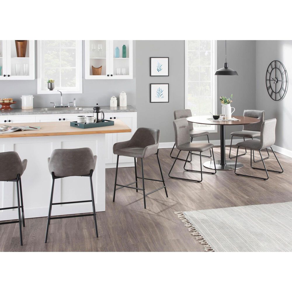 LumiSource Daniella 24" Counter Stool with Grey Upholstery in Black (Set of 2), , large
