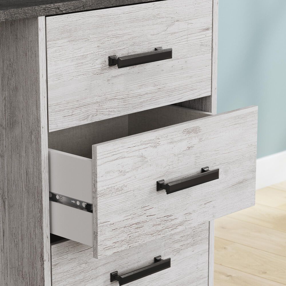Ashley Shawburn 3-Drawer Home Office Desk in White and Dark Charcoal Gray, , large