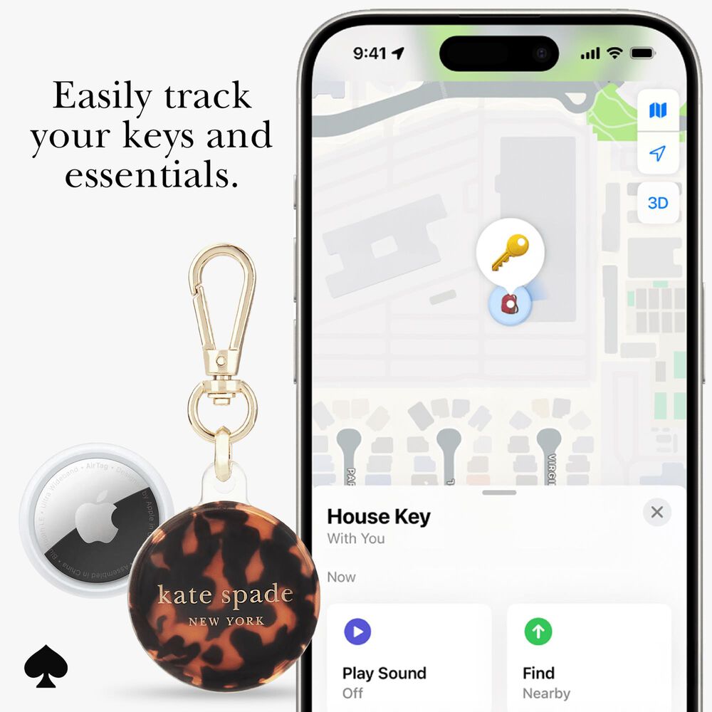 Kate Spade Keychain Holder for Apple AirTag in Tortoise, , large