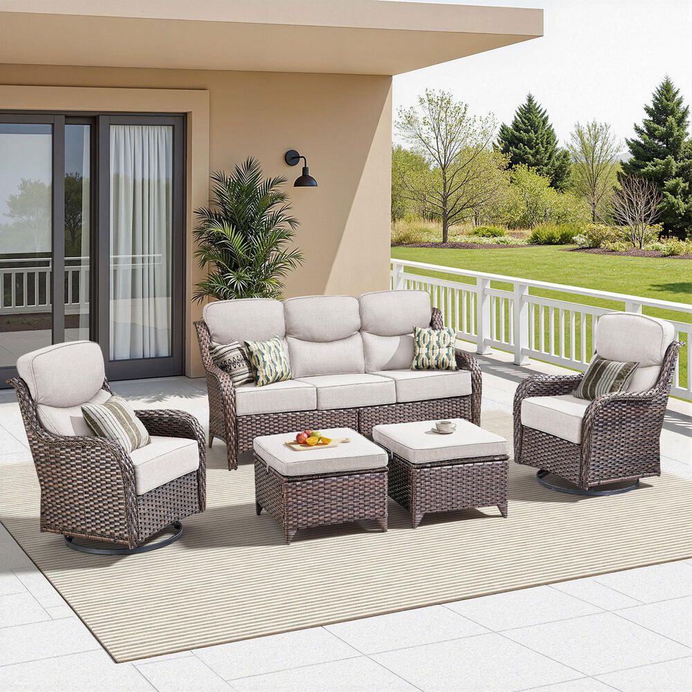 Sunwell Garden Patio Ottoman in Beige (Set of 2), , large