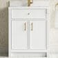 James Martin Bellshire 30" Single Bathroom Vanity in Bright White with Single Hole 3 cm White Zeus Silestone Top and Rectangular Sink, , large