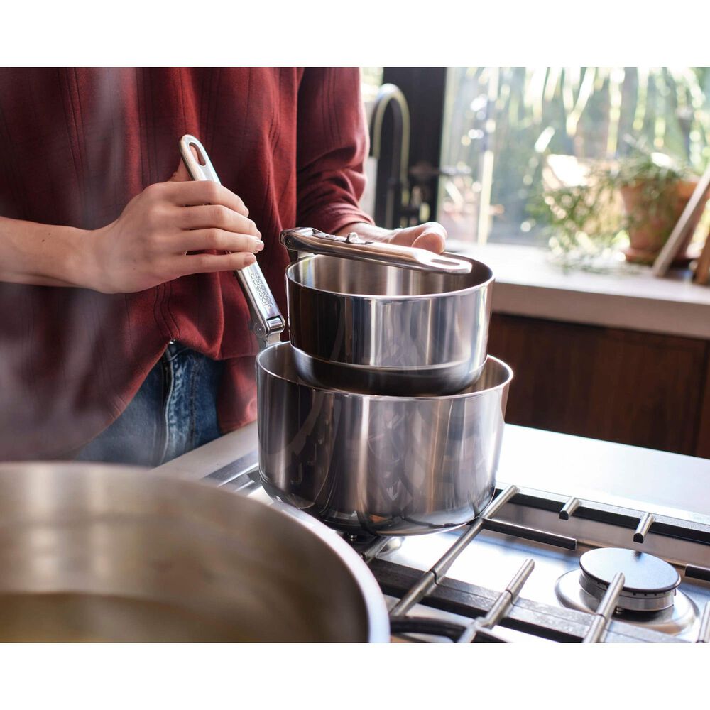 Joseph Joseph Space Steel 5-Piece Cookware Set with Folding Handle in Stainless Steel, , large