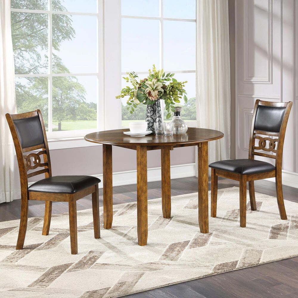 New Heritage Gia 3-Piece Round Drop Leaf Dining Set in Warm Brown, , large