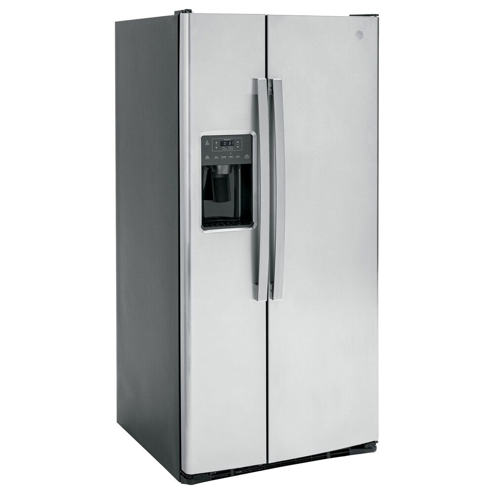 GE Appliances 23 Cu. Ft. Side by Side Refrigerator with External Dispenser in Fingerprint Resistant Stainless Steel, , large