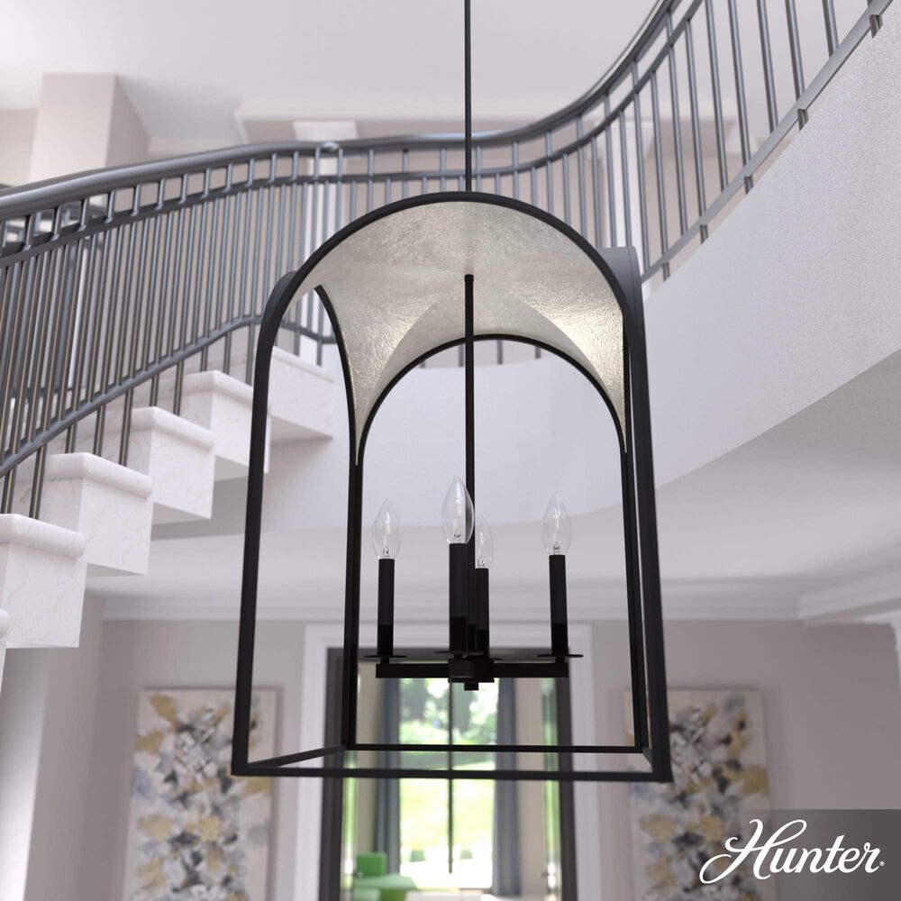 Hunter Dukestown 18&quot; 4-Light Pendant in Natural Iron and Gold Leaf, , large