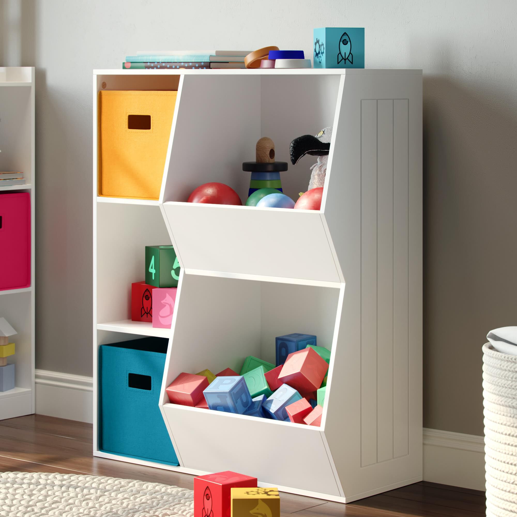RiverRidge Home Kids 3 Cubby Floor Cabinet in White NFM