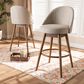 Baxton Studio Carra Swivel Bar Stool with Light Beige Cushion in Walnut (Set of 2), , large