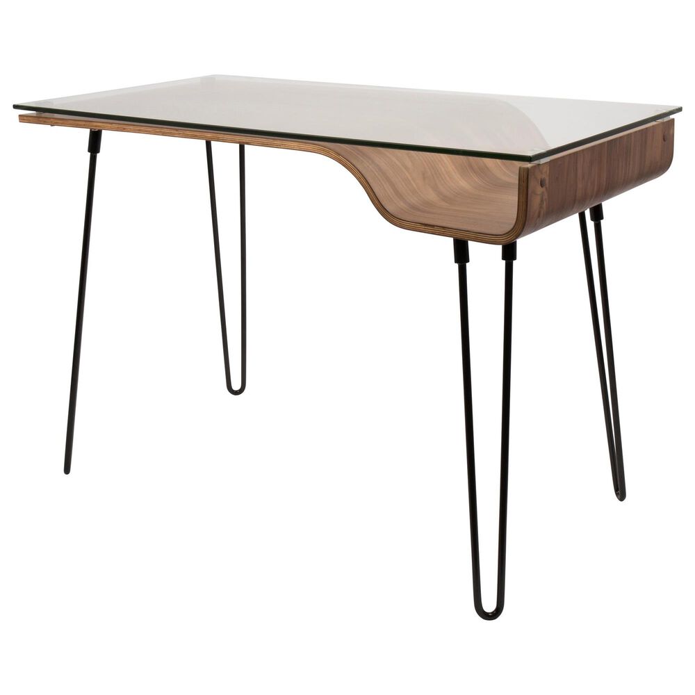 Lumisource Avery Writing Desk in Black, Walnut and Clear, , large