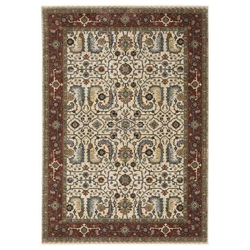 Oriental Weavers Aberdeen Floral Border 6"7" x 9"7" Ivory and Red Area Rug, , large