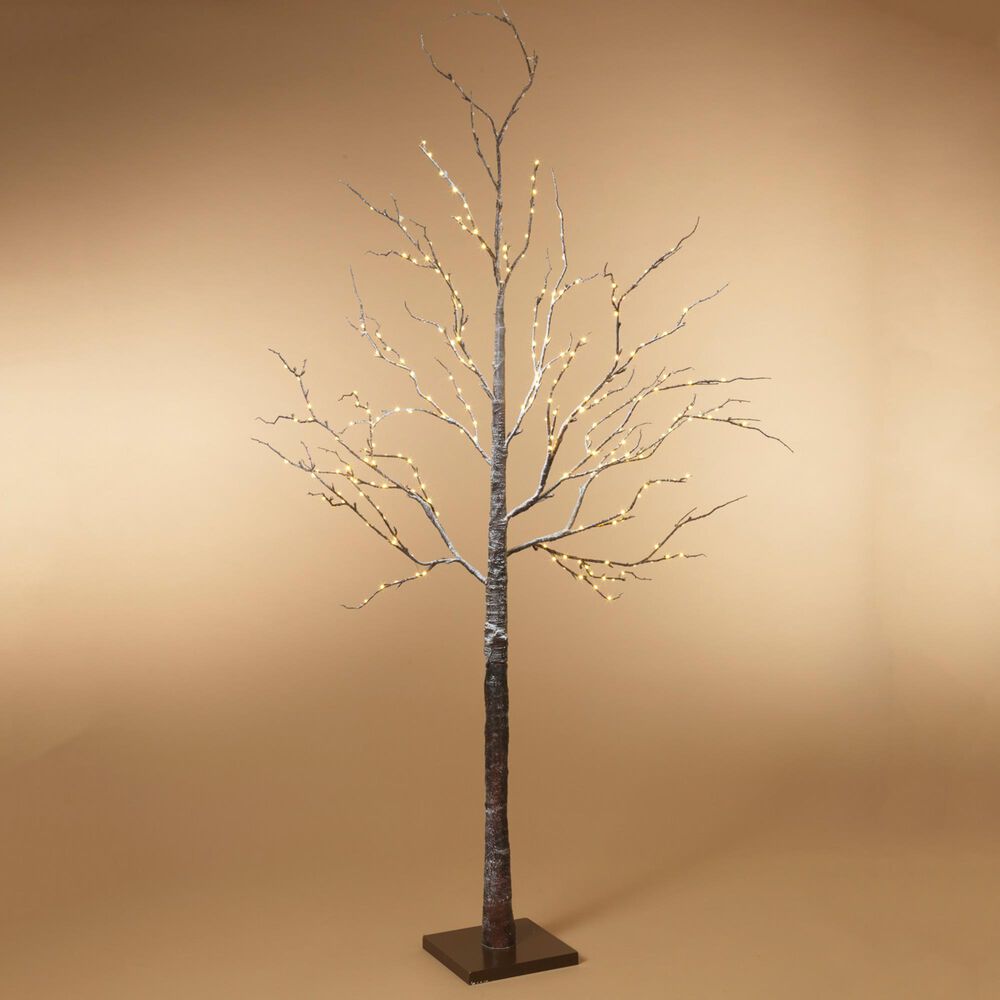 The Gerson Company 82.67" Snowy Tree with LED Lighting in Brown, , large