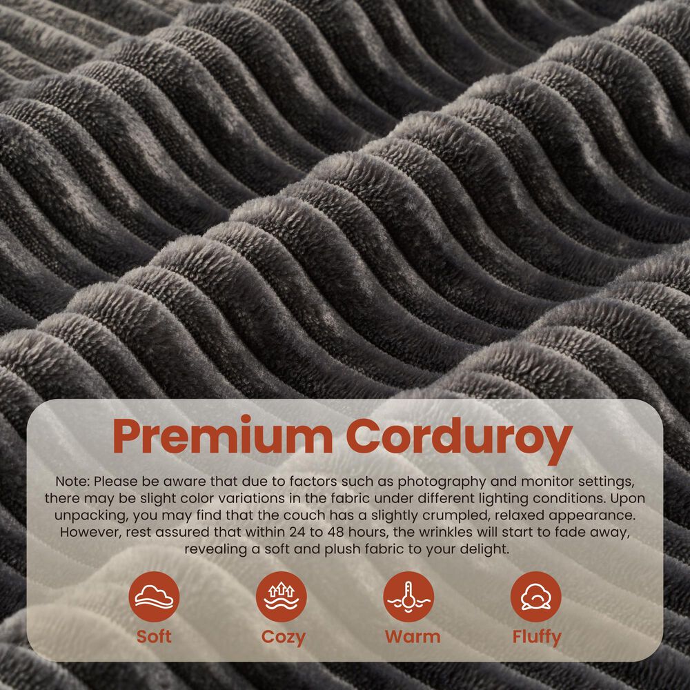 HOMLUX 112" Modern Sectional Sofa with Curved Armrests in Gray, , large