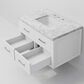 Lexora Home Castor 36" Single Bathroom Vanity in White with 2 cm White Carrara Marble Top and Rectangular Sink, , large