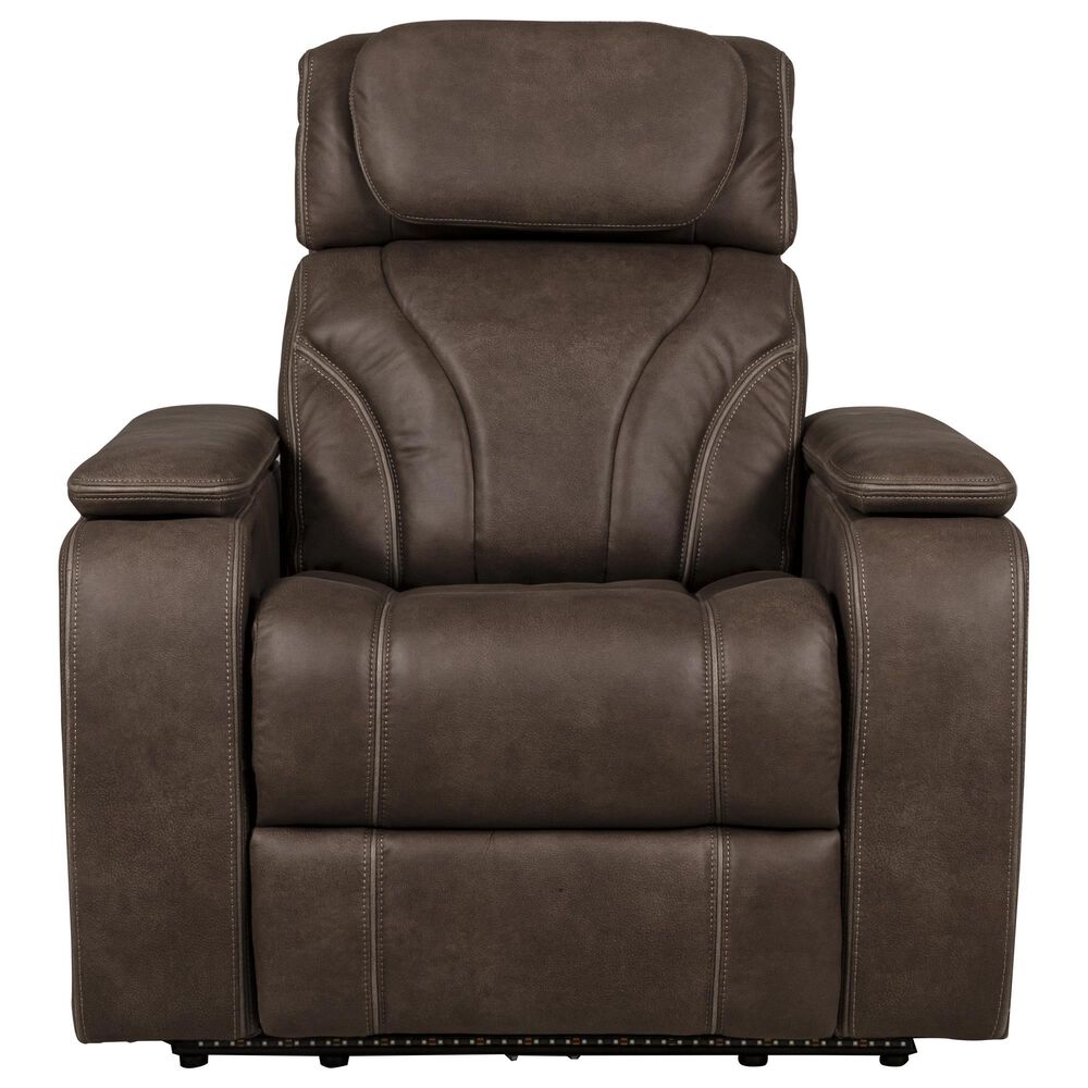 Aurora Furnishings Power Recliner with Power Headrests in Teramo Brown, , large