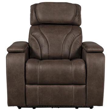 Aurora Furnishings Power Recliner with Power Headrests in Teramo Brown, , large