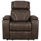 Aurora Furnishings Power Recliner with Power Headrests in Teramo Brown, , large