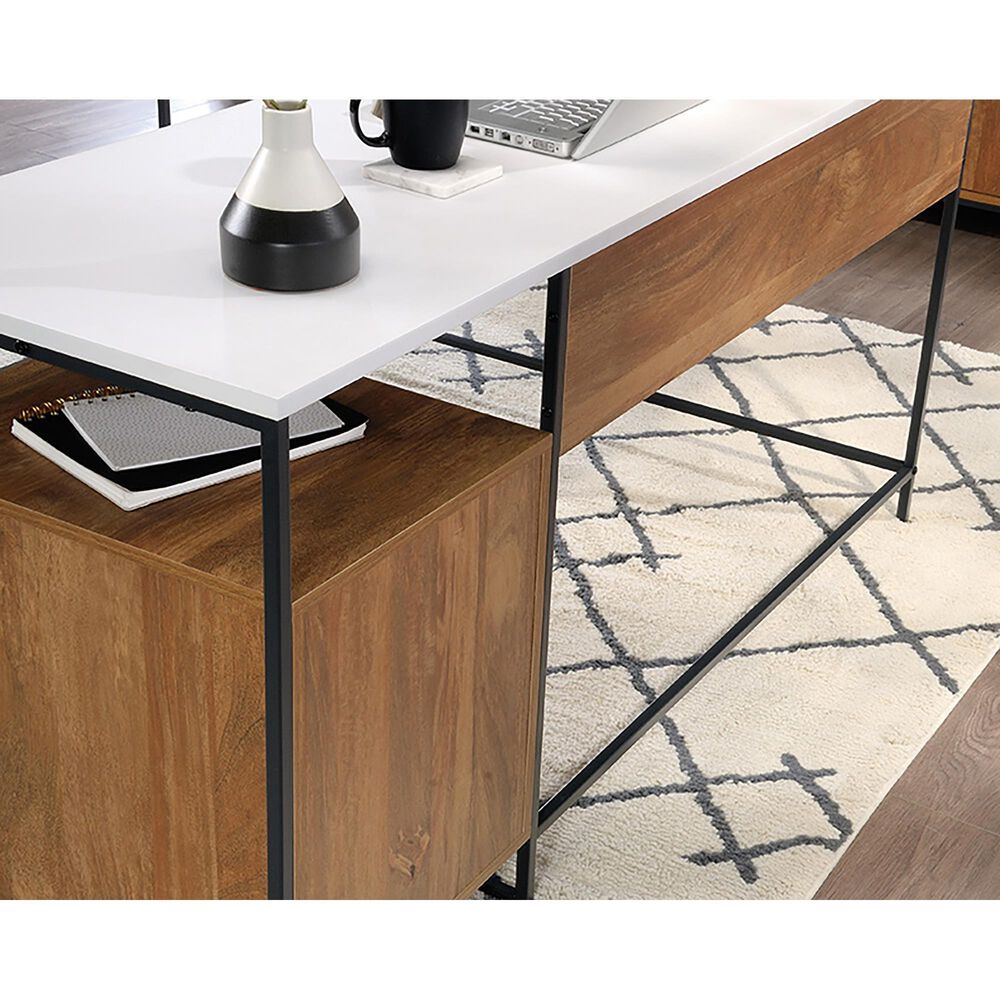 Sauder Tremont Row L-Shaped Desk in Sindoori Mango and White, , large