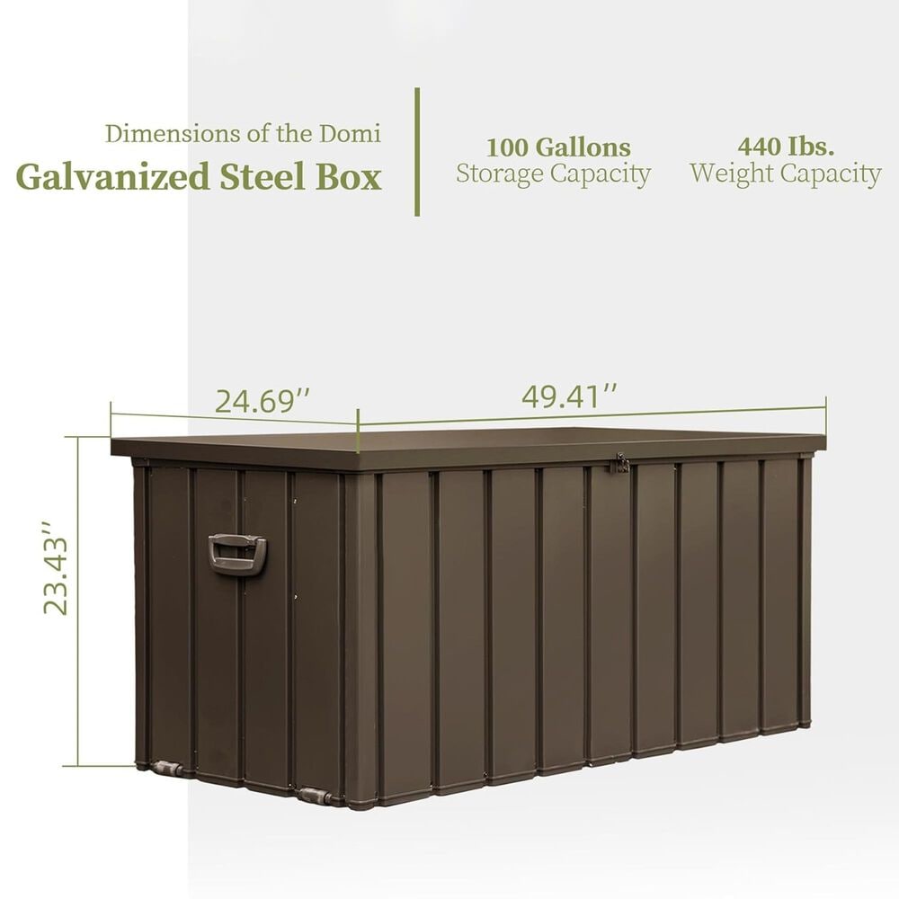 HOMLUX 100-Gallon Outdoor Waterproof Storage Deck Box with Lockable Lid in Dark Brown, , large