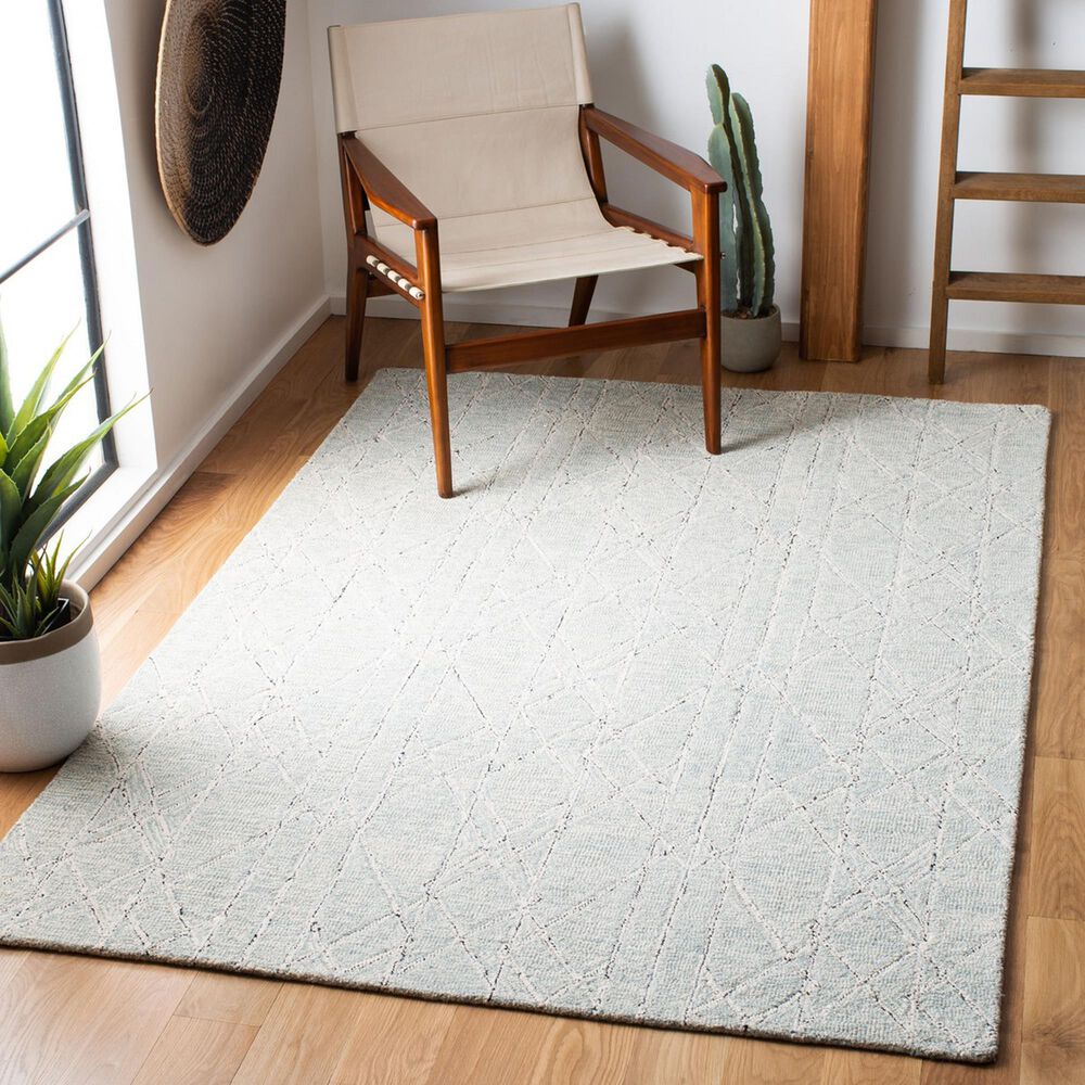 Safavieh Micro-Loop 5&#39; x 8&#39; Ivory and Light Blue Area Rug, , large