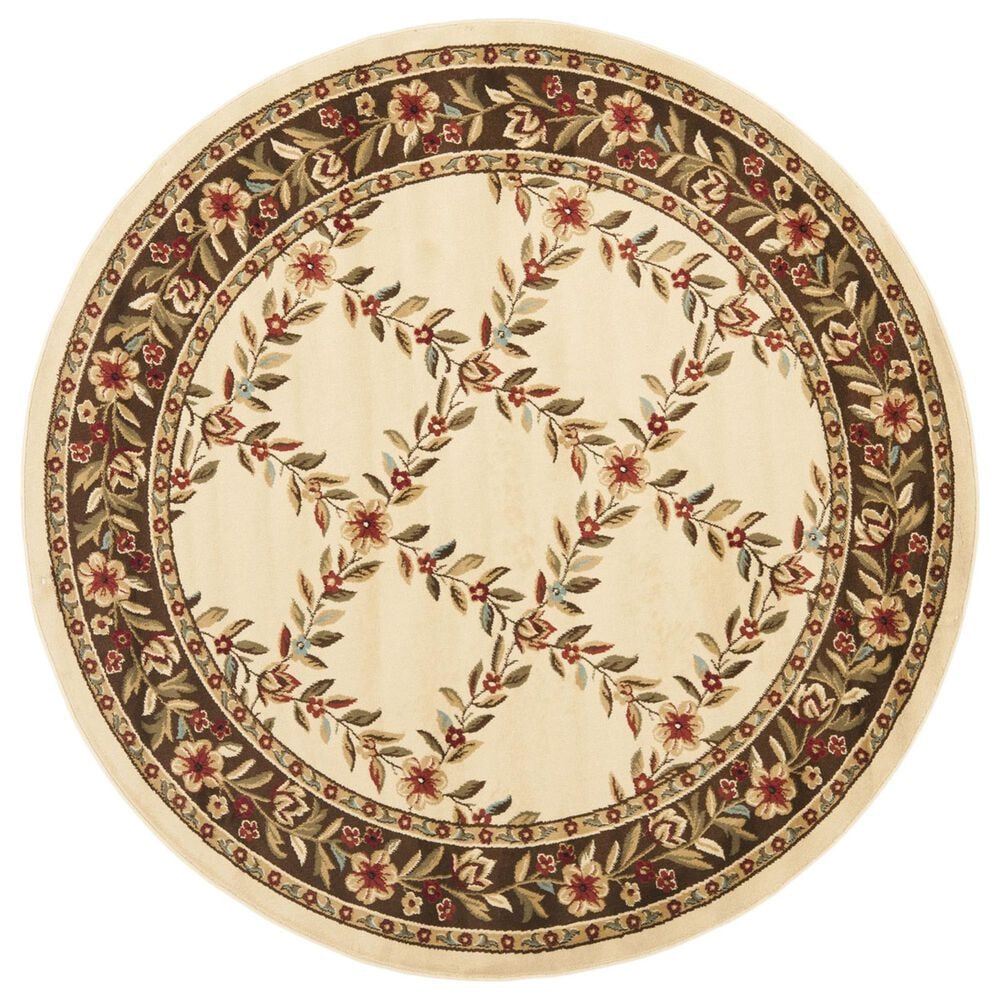Safavieh Lyndhurst LNH557 5"3" Round Ivory and Brown Area Rug, , large