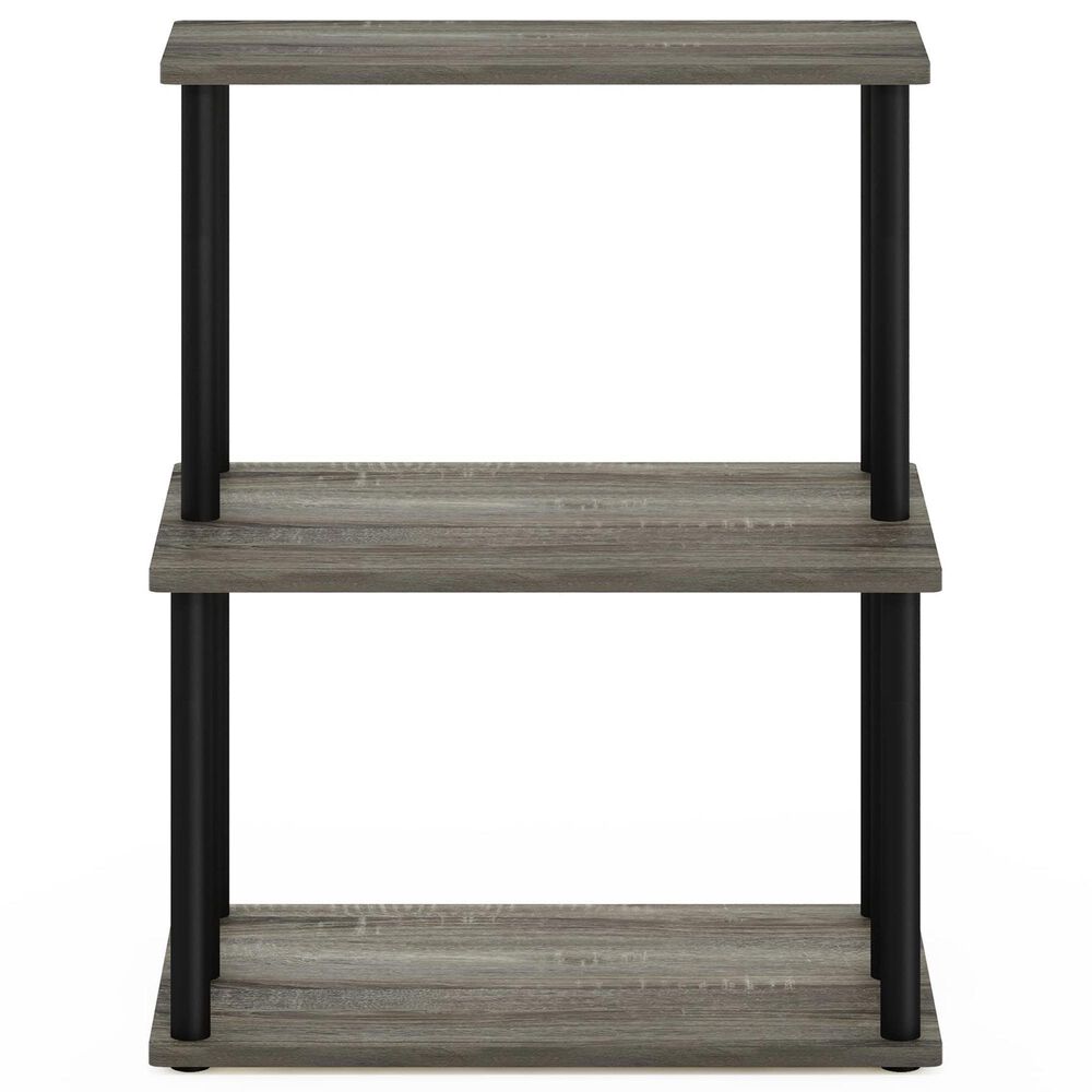 HOMLUX Turn-N-Tube 3-Tier Toolless Kitchen Storage Shelf in French Oak Grey and Black, , large